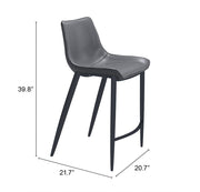 Dark Gray Faux Leather Kitchen Chairs by Zuo Modern