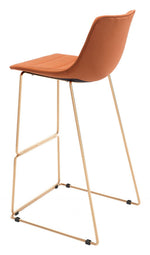 Set of 2 Orange Barstools with Footrest