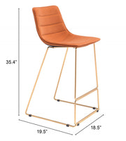 Modern Barstools Set in Orange Velvet