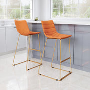 Velvet Barstool Orange & Gold 40.2
