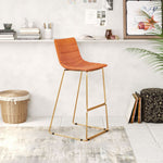 Zuo Modern Orange Velvet Bar Stools – Set of 2