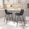 Black Faux Leather Counter Stool Set with Arms