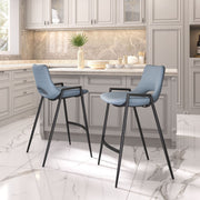 Desi Modern Counter Stool – Azure Gray & Black (Set of 2)