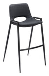 Faux Leather Barstool 39" H Black Seat With Steel Frame by Zuo Modern (Set of 2)