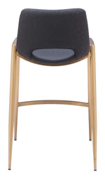 Modern Counter Stool Black Faux Leather With Arms 35.6