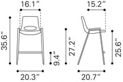 Designer Counter Stool With Upholstered Black Seat 35.6