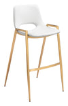Faux Leather Barstool 39" H White Seat With Gold Frame by Zuo Modern (Set of 2)