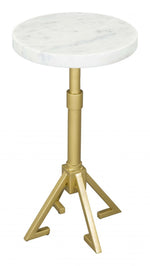 Side Table in White & Gold 22"H – Modern Natural Marble Top & Powder-Coated Iron Base by Zuo Modern
