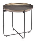 Bronson Side Table Bronze 21"H – Powder-Coated Steel Frame By Zuo Modern