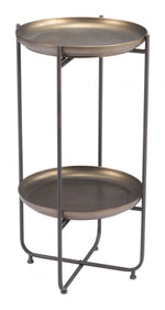 Bronson Side Table Bronze 31.5"H – Powder-Coated Steel Frame With Tray-Style Round Tabletop By Zuo Modern