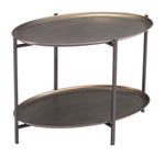 Painted Steel Coffee Table 17.7" H Bronze Finish with 2-Tier Shelves by Zuo Modern