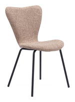 Dining Chair 32.7" H (Set of 2) – Brown, Poly Linen Upholstery & Black Steel Frame by Zuo Modern