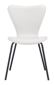 Contemporary White Dining Chair Pair – Faux Leather Comfort