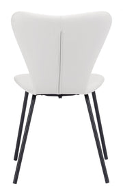 Mid-Century Style Dining Chairs – White Upholstery, 32.7