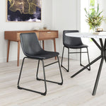 Modern Black Dining Chairs – Faux Leather Upholstery, Set of 2