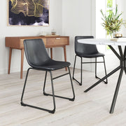 Modern Black Dining Chairs – Faux Leather Upholstery, Set of 2