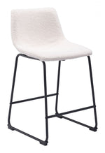 Polyester Fabric Counter Stool 34.6"H, Ivory with Powder Coated Steel Legs by Zuo Modern (Set of 2)