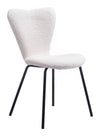 Shearling-Style Ivory Dining Chairs (Set of 2) with Black Metal Frame