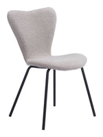Dining Chair 32.7"H Light Gray – Shearling Fabric & Powder-Coated Steel Frame, Modern Boho (Set of 2) By Zuo Modern