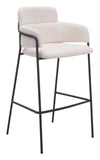 Cream Shearling Barstools with Black Powder-Coated Steel Frame by Zuo Modern (Set of 2)