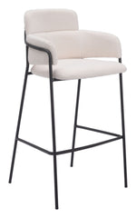 Shearling Fabric Barstool 40.6" H, Cream with Black Powder Coated Steel Frame by Zuo Modern (Set of 2)