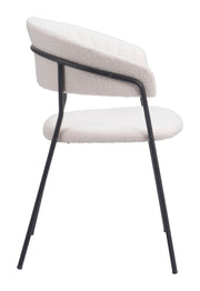 Powder-Coated Steel Frame Dining Chair – Cream Upholstery