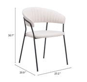 Shearling Fabric Dining Chair with Armrest – Elegant Seating