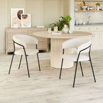 Shearling Fabric Dining Chair with Armrest – Elegant Seating