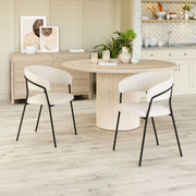 Shearling Fabric Dining Chair with Armrest – Elegant Seating