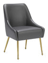 Gray Faux Leather Dining Chair with Gold Legs – Modern Accent Seating