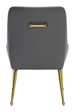 Luxurious Gold Base Dining Chair – Gray Upholstered Cushion