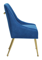 Blue Velvet Accent Chair with Gold Metal Legs – Modern Luxury