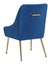 Navy Blue Velvet Dining Chair with Gold Legs – Modern Glam Accent