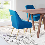 Glam Navy Velvet Dining Chair – Elegant Seating by Zuo Modern
