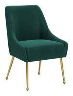 Dining Chair 32.7"H Green & Gold – Velvet Upholstered Seat with Gold Metal Legs by Zuo Modern