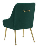Velvet Dining Chair – Emerald Green Upholstery with Gold Base