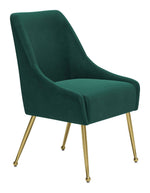 Green Velvet Dining Chair with Gold Legs – Modern Glam Accent