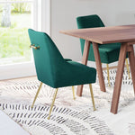 Velvet Upholstered Dining Chair – Emerald Green and Gold Finish