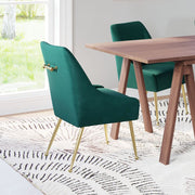 Velvet Upholstered Dining Chair – Emerald Green and Gold Finish