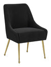 Black Velvet Dining Chair with Gold Metal Legs and Armrests