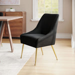 Glam Black and Gold Velvet Dining Room Chair