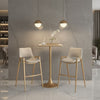 Beige Faux Leather Barstool Set 39"H With Gold Steel Frame by Zuo Modern