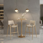 Faux Leather Barstool 39"H, Beige & Gold Finish With Electroplated Steel Legs (Set of 2) by Zuo Modern