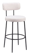 Shearling-Style Barstool 40"H, Ivory Seat & Black Legs (Set of 2) by Zuo Modern