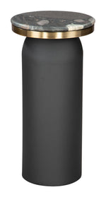 Luxor Drink Table Multicolor 24.4"H – Marble Round Tabletop With Powder-Coated Steel Frame By Zuo Modern