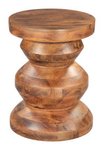 Kerala Side Table Walnut 21.3"H – Mango Wood Round Tabletop With Lacquered Finish By Zuo Modern