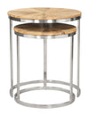 Zuo Modern Bari Nesting Tables – Natural Mango Wood & Chrome Steel (Set of 2)