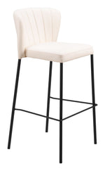 Barstool 39" H – Faux Leather With Cream Finish – Modern Stackable (Set of 2) By Zuo Modern