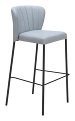 Barstool  39" H – Faux Leather With Gray Finish – Modern Stackable  (Set of 2) By Zuo Modern