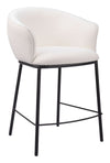 Zuo  Essen Counter Stool Ivory – Upholstered 24.4"W x 37"H with Armrests, Modern Bar Seating